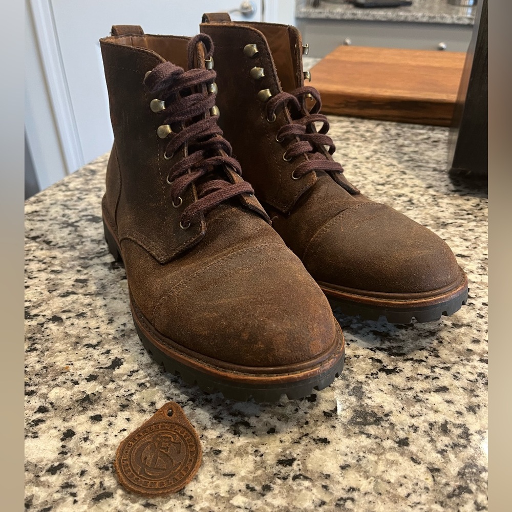 J. Crew Kenton Boots in Waxed Suede - Collab with C.F. Stead Leather of England.